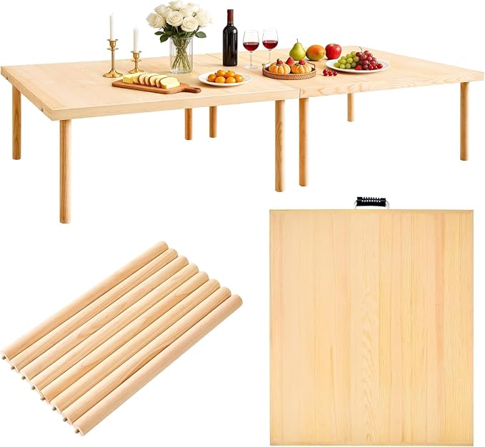 80"x30" Boho Wooden Picnic Table, Portable Wood Picnic Desk,Solid Wood Picnic Table, Boho Low Picnic Floor Desk for Beach, Camping, Backyard, Floor Seating