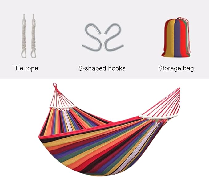 Oxford Cloth Hammock Thickened Skin-Friendly Breathable Good Load-Bearing Capacity Outdoor Easy to Install Hammock(Rojo,L)