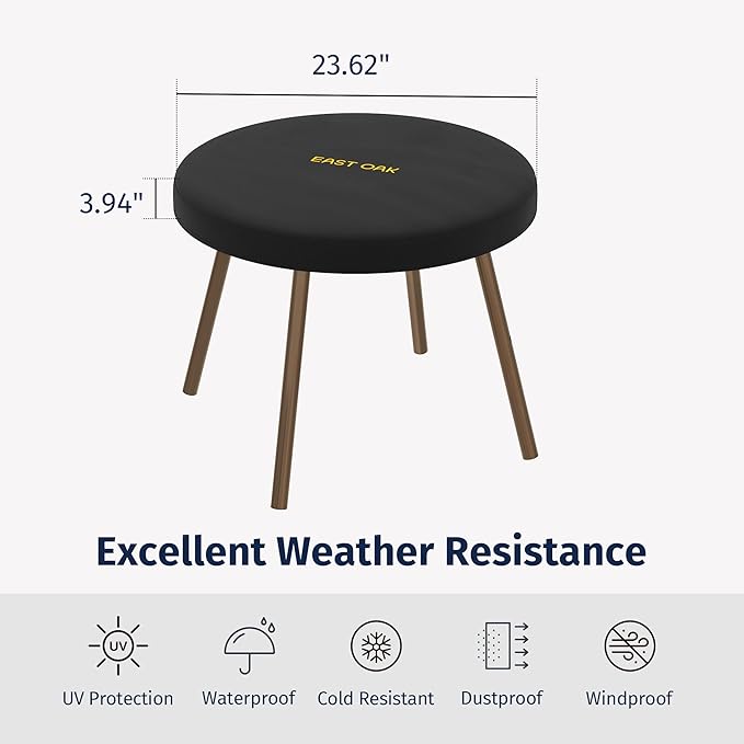 East Oak Patio Furniture Set Cover, Outdoor Large Coffee Table Cover with 600D Heavy-Duty Fabric, Waterproof, Dustproof and All-Weather Resistant (23.6''L x 23.6''W x 4''H, Black)