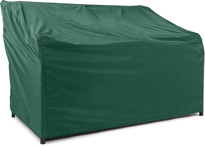 Covermates Classic Outdoor Patio Sofa Cover – Heavy-Duty 12-Gauge Vinyl with Polyester Lining, Elastic Hem & Mesh Vent for Moderate Weather Protection, 52W x 32D x 34H, Green