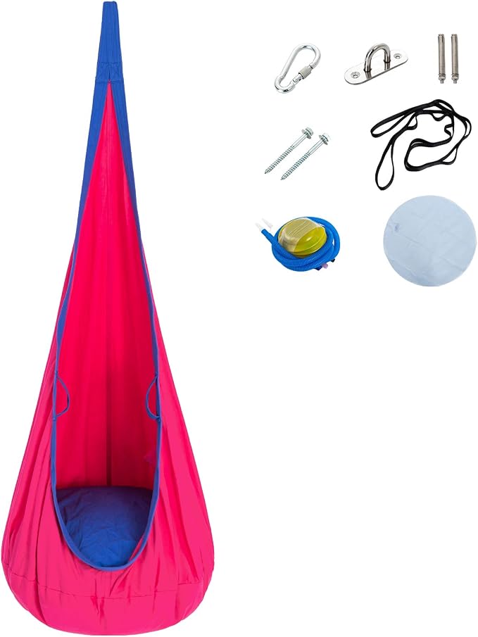 YAERSI Kids Pod Swing Seat, Cotton Hammock Chair with PVC Inflatable Cushion,Sensory Swing for Indoor and Outdoor Play Portable