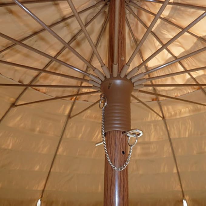 Artist Unknown 8' Wide Hawaiian Tiki Beach Umbrella with Fiberglass Rib & Aluminum Pole, Natural, Adult