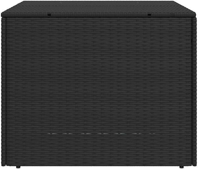 Modern Outdoor Garden Storage Box Black Poly Rattan Medium Storage with 291 Liters Capacity for Cushions and Tools, Durable Weather Resistant Steel Frame, Space Efficient