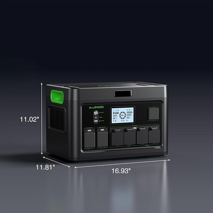 Portable Power Station 2400W (Peak 4800W), 1843.2Wh LiFePO4 Solar Generator, 12 Outlets with 100W USB-C PD Fast Charging, Pure Sine Wave AC for Home Backup, RV Camping, Emergency & Off-Grid Living