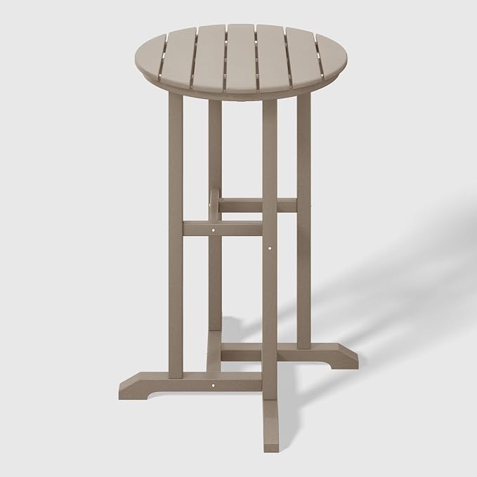 WestinTrends Malibu 37" Counter Height Round Outdoor Patio Bistro Bar Table, Weathered Wood