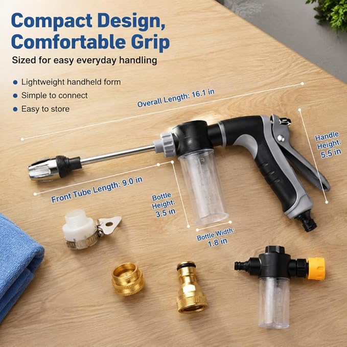Hose Hawk Pro Pressure Washer Gun Professional Water Handheld Power Washer Gun with 360° Rotating Nozzless, 4 Spray Modes Multi Function for Cleaning Yard Car Driveways (Green)