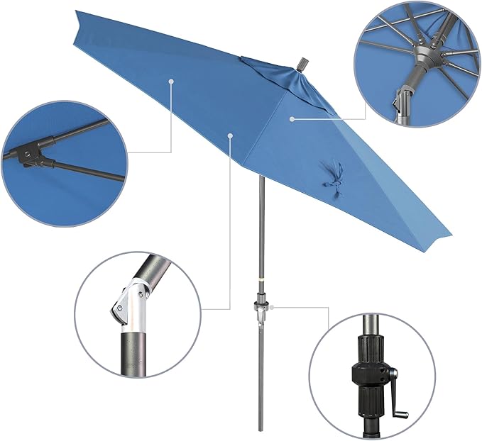 California Umbrella Crank Lift, Collar Tilt, Aluminum Pole