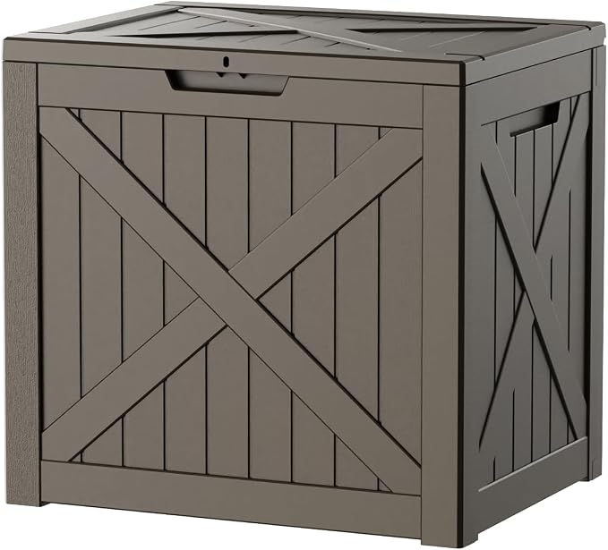 EasyUp 35 Gallon Deck Boxes Outdoor Waterproof, Weatherproof Outdoor Deck Box, Lockable Resin Storage Bench For Patio Cushions, Garden Tools And Pool Accessories, Gray