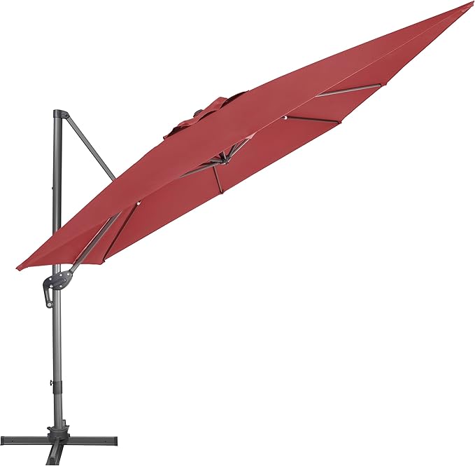 Sunnyglade 10x10Ft Cantilever Patio Umbrella Square 360° Rotation & Integrated Tilting System Offset Umbrella with 8 Sturdy Ribs, Fade-resistant & Waterproof for Garden Backyard Poolside Deck