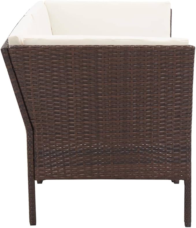 Patio Lounge Set with Cushions,Outdoor Furniture,Outdoor Furniture Sets,Patio Conversation Sets,for Garden,Deck,Backyard,6 Piece Poly Rattan Brown