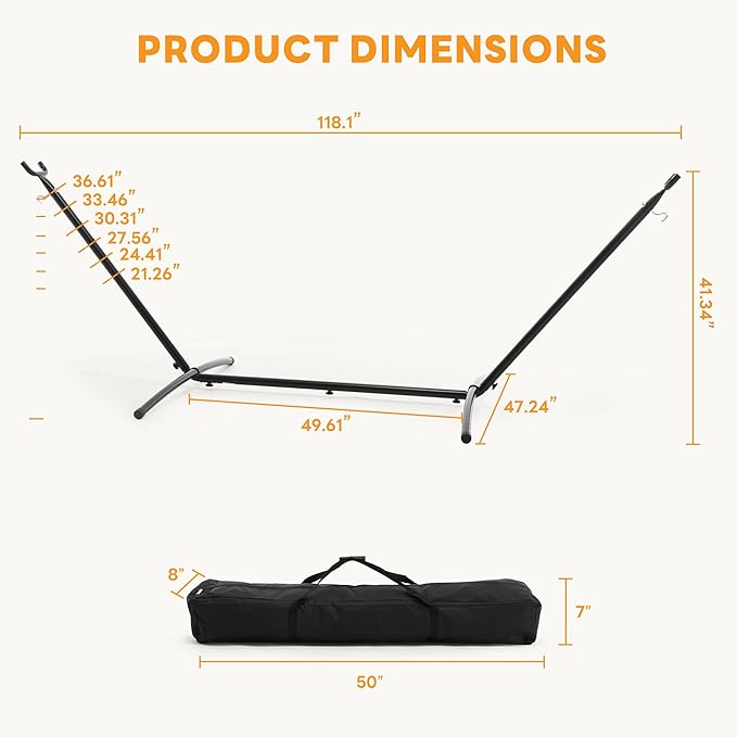 NEWBULIG Hammock Stand Only, Heavy Duty Hammock Stands for Double 2 Person, for Outside for Garden Backyard Patio Pool Beach with Carrying Case