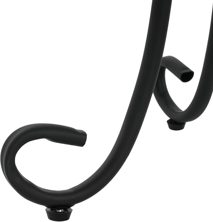 Outdoor Metal Side Table with Ceramic Tile Top Mosaic Patio Side Table and Plant Stand Tables, Round Side Table Iron End Tables for Yard Porch Balcony Garden, Daisy Black
