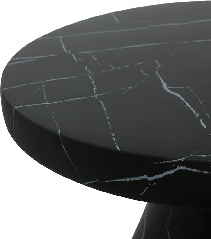 Outdoor Side Table Faux Marble End Table Faux Stone Side Tables Travertine Small Coffee Tables for Indoor Outdoor, Garden Stool Plant Stand for Porch, Backyard Patio, 20"*23"-Black