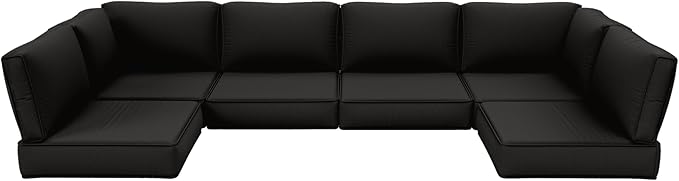 Outdoor Furniture Replacement Cushions, 5" Foam Foam High-Density, Fits 6-seat Sectional Rattan Conversation Set, 14 Piece Patio Water-Resistant Replacement Sofa Cushions, Liner&Cover