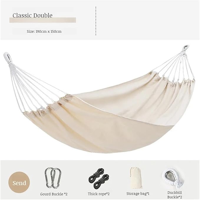 Home Outdoor Hammock Thickened Antiturnover Oxford Cloth Wearresistant(Double Beige)