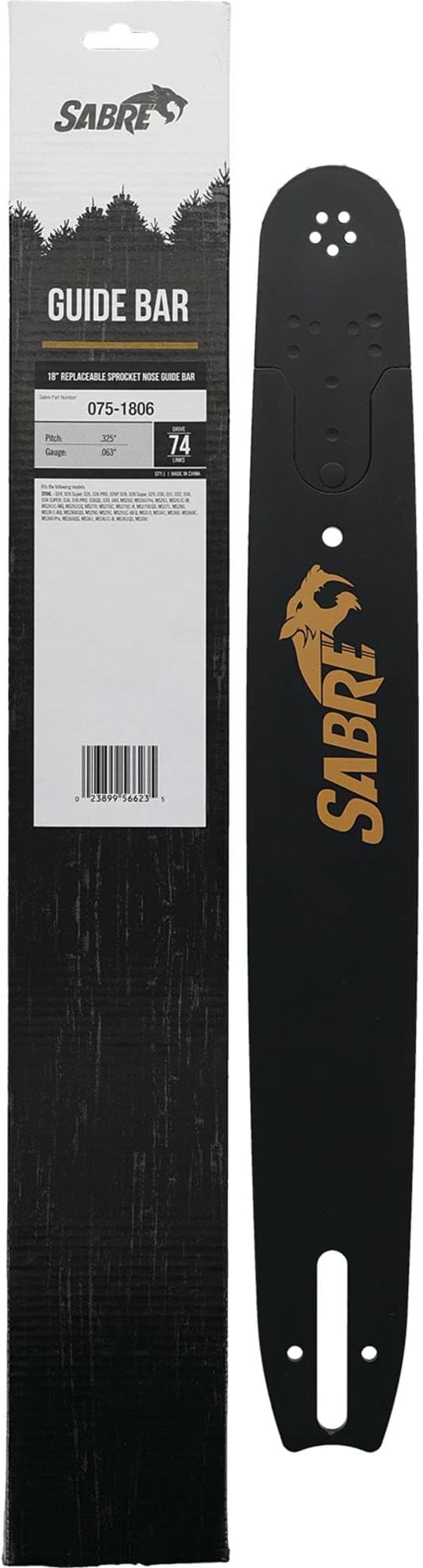 Stens 075-1806 .325 LP .063 Gauge 74 DL 18" Replaceable Sprocket Nose Bar Compatible with/Replacement for Stihl 024, 024 Super, 026, 026 PRO, 026P, 028, 028 Super, 029, 030, 031, 032 Chainsaws