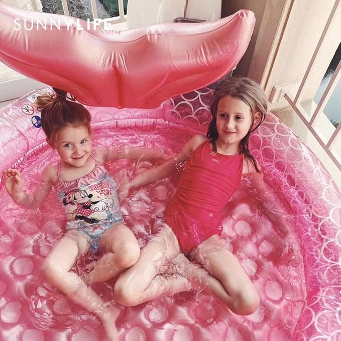 Inflatable Kiddie Pools Mermaid, Backyard Round Swimming Pool for Kids, Cute Raft Paddling Pool Indoor&Outdoor Toddler Fun Water Swim Beach Floaties Toys Fishing Pond Ball Pit Pool
