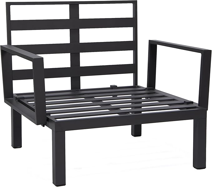 LeisureMod Hamilton Modern 6-Piece Modular Outdoor Sectional Aluminum Patio Conversation Set with Removable Cushions for Patio, Lawn, Garden, Poolside (Red)