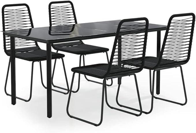 Backyard Furniture Patio Conversation Sets Outdoor Seating 5 Piece Patio Dining Set Black Suitable for Swimming Pool, Courtyard, Garden
