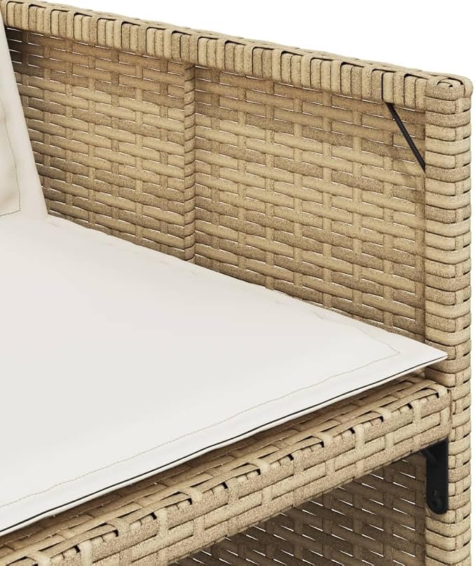 17 Piece PE Rattan Patio Dining Set, Foldable Cube Table and Chairs with Cushions, Space-Saving Outdoor Garden Furniture for Backyard and Patio, Beige and Black