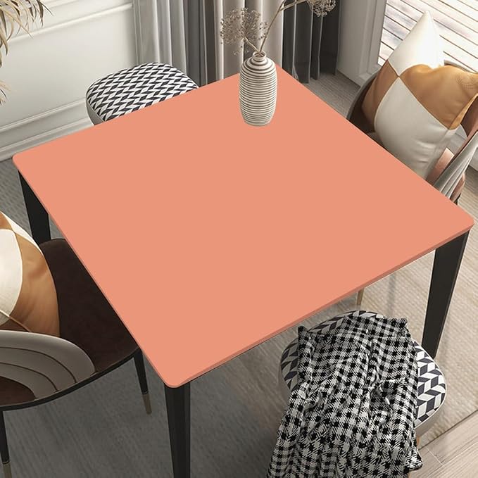 Square Fitted Tablecloth Suit for 48"x48" Table DarkSalmon Stretch Table Topper Cap for Dining Kitchen Home Party Style148