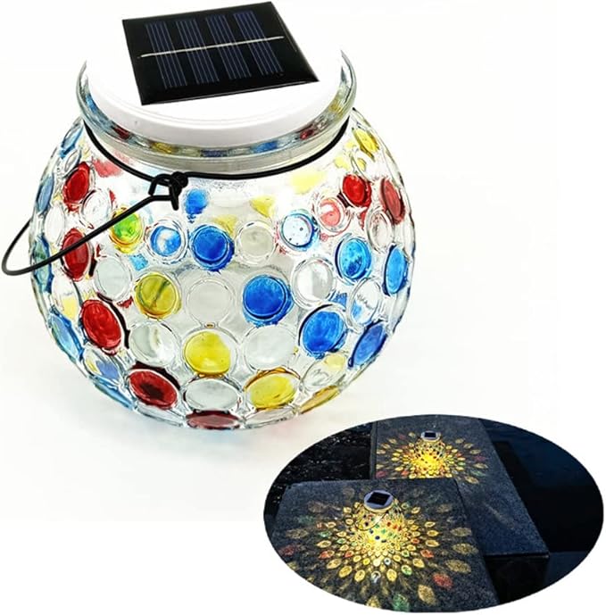 Color Changing Solar Powered Mosaic Glass Ball Light, IP65 Waterproof Garden Outdoor Table Lamps, Decorative Night Light for Patio, Yard, Room & Ideal Gift for Women/Girls