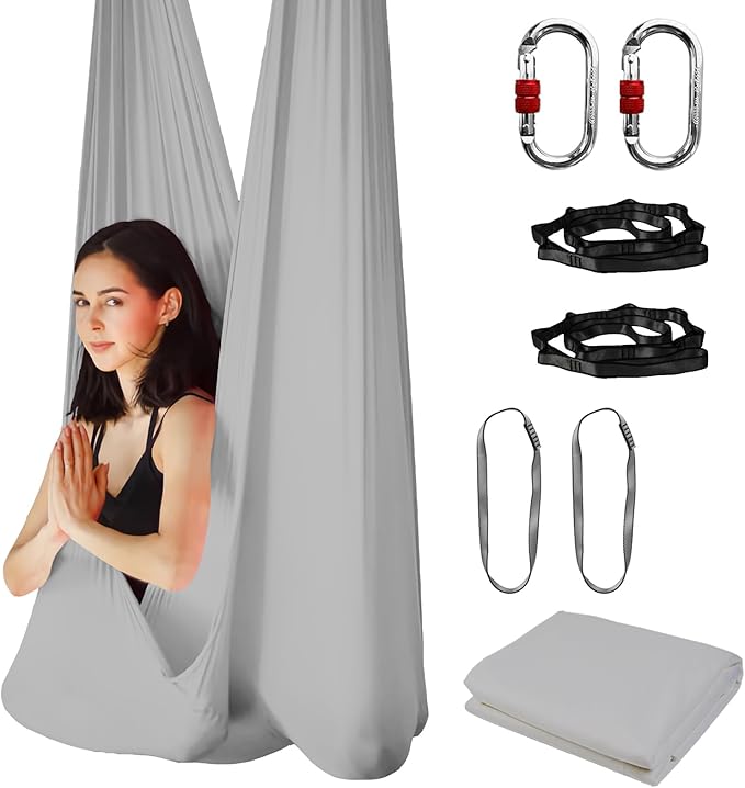 Aerial Yoga Hammock, 4M Professional Silk with Medium Stretch, Full Body Workout & Aerial Dance Swing Set for Home Gym
