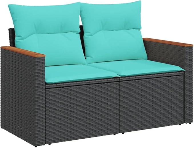 10 Piece Patio Sofa Set with Cushions, Sectional Sofa Patio Conversation Set Outdoor Sofa Sets Outdoor Dining Sets for Exhibition Poolside Piazza Garden Black Poly Rattan