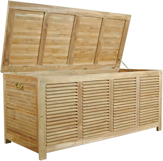 Anderson Teak CB-001 Amberly Cushion Outdoor Storage Box, Natural