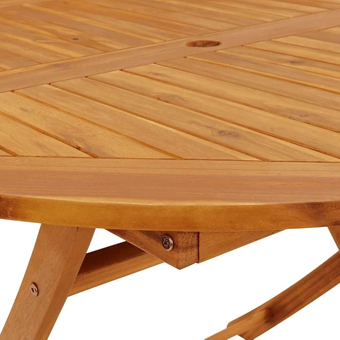 vidaXL Round Folding Garden/Patio Table - Weather-Resistant & Foldable Design - 43.3" Solid Acacia Wood - Round/Brown - Outdoor Furniture