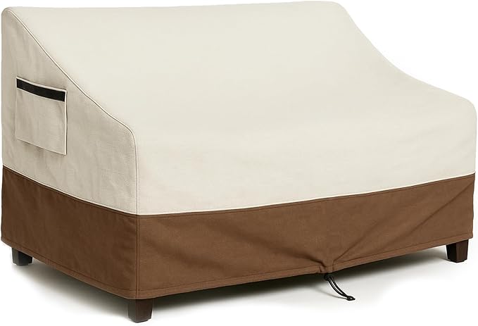 Outdoor Sofa Cover, Waterproof Patio Furniture Cover 76W x 32.7D x 33H inches Heavy Duty 600D Oxford Fabric Beige and Brown