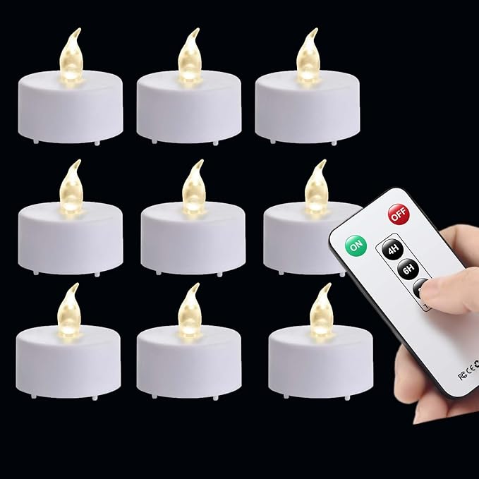 12pack Remote Control LED Tea Lights Battery Operated Flameless Candles Realistic and Bright Flickering Long Lasting 400 Hours Electric Candles for Christmas Home Party Wedding Decor (White)