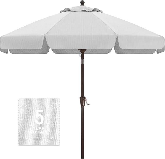 MASTERCANOPY 9ft Olefin Valance Patio Umbrella with Tilt Crank, 5-Year-Non-Fading Canopy & 8 Fiberglass Ribs for Deck, Patio, and Garden