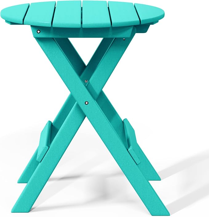 WestinTrends Malibu HDPE Outdoor 24.5 Inch Round Portable Folding Patio Dining Table, Turquoise
