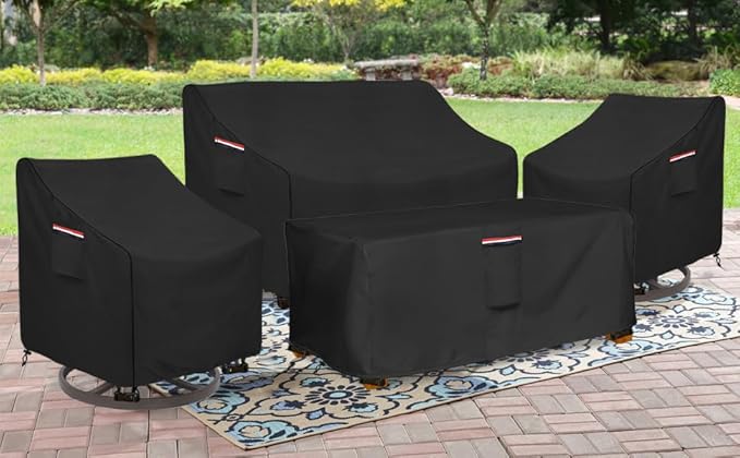 Patio Swivel Chair Cover 4 Pack,Waterproof Heavy Duty Outdoor Chair Covers,Outdoor Swivel Chair Cover for Patio Furniture Covers(30 W x 34 D x 38.5 H inches),Black