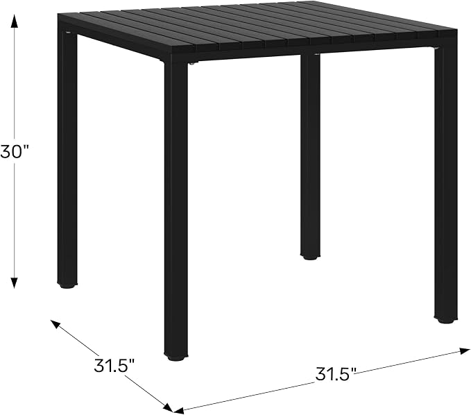 WestinTrends Playa 31.5" Iron Metal Frame Outdoor Square Patio Dining Table, Sand