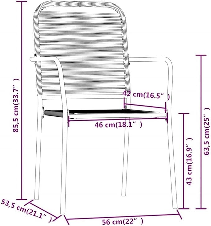 Afuera Living 7-Piece Outdoor Dining Set, Powder-Coated Steel Frame, Black Finish, Tempered Glass Table, Cotton Woven Seats, 55.1 in Table Length, Weather-Resistant Patio and Garden Furniture Set