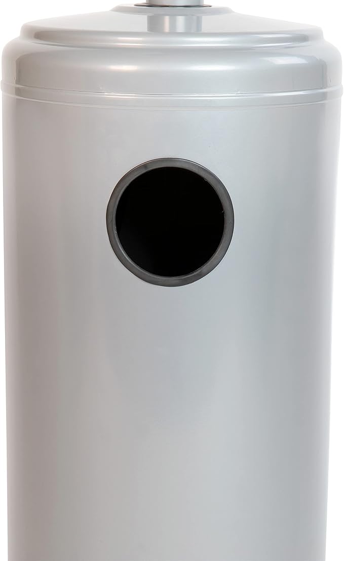 Flash Furniture Sol Patio Outdoor Heating-Silver Stainless Steel 40,000 BTU Propane Heater with Wheels for Commercial & Residential Use-7.5 Feet Tall
