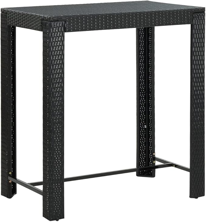 7 Piece Patio Bar Set with Cushions,Garden Table and Chairs Sets,Garden Conversation Sets, Outdoor Patio Furniture,for Patio,Backyard,Garden,Poly Rattan Black