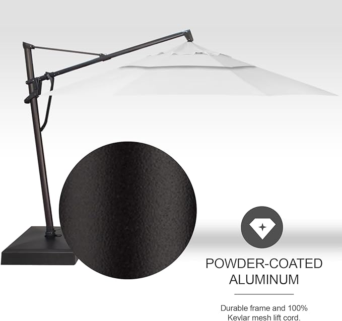 Treasure Garden AKZ PLUS Cantilever Umbrella 13' Octagonal Sunbrella Natural Canopy and Black Frame with Rolling Base
