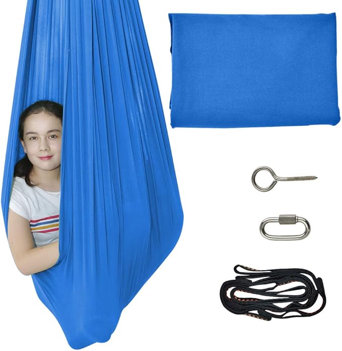 TOPARCHERY Indoor Sensory Swing for More Special Needs, Cuddle Hammock for Sensory Integration Snuggle Swing Hammocks (Blue)