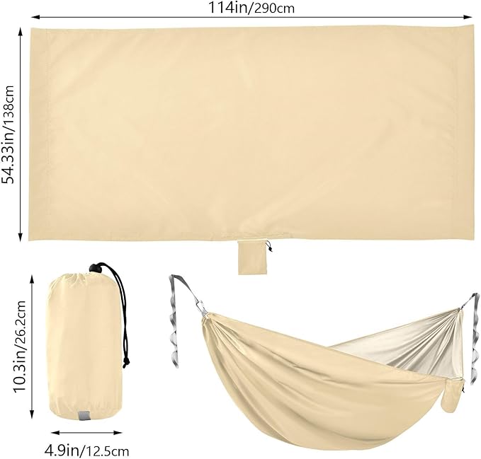 Light Beige Solid Color 330lb Capacity Camping Hammock with Tree Straps Hanging Hammock for Indoor Outdoor Patio hamaca inflable para Piscina