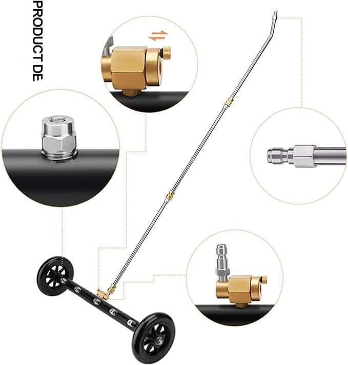 Undercarriage Pressure Washer Cleaner,Water Broom for Power Washer Undercarriage Attachment with Extension Wands,Wash Mitt, 4000 PSI (18 inch Black)