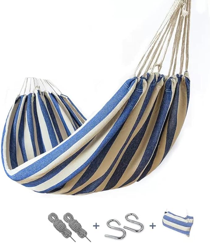 Outdoor Hammock Anti-Rollover Travel Camping Portable Hammock Hanging Chair Outdoor Portable Camping Travel Equipment (Color : Blue, Size : 200 * 150cm)