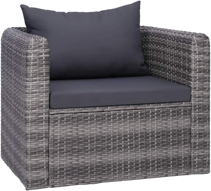 Patio Lounge Set with Cushions,Outdoor Tables and Chairs,Outdoor Furniture Sets,Patio Conversation Sets,for Garden,Deck,Backyard,7 Piece Poly Rattan Gray
