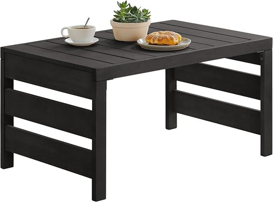 Alaterre Furniture Barton Outdoor Coffee Table - 37” Weather-Resistant Eucalyptus Wood Small Outdoor Table with Slatted Tabletop - Modern Outside Furniture for Patio, Porch, Deck, or Poolside (Black)