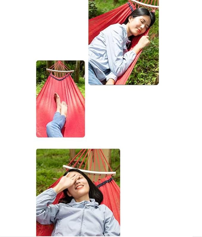 Outdoor Hammock Anti-Rollover Travel Camping Portable Hammock Hanging Chair Outdoor Portable Camping Travel Equipment (Color : Red, Size : 200 * 130cm)