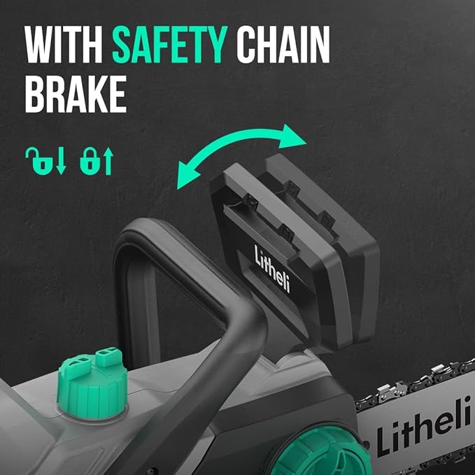 Litheli 10 Inch Chainsaw, 20V Cordless Electric Chain Saw, with 4.0Ah Lithium Battery & Charger, for Branch Cutting,Tree Pruning, Yard, Garden