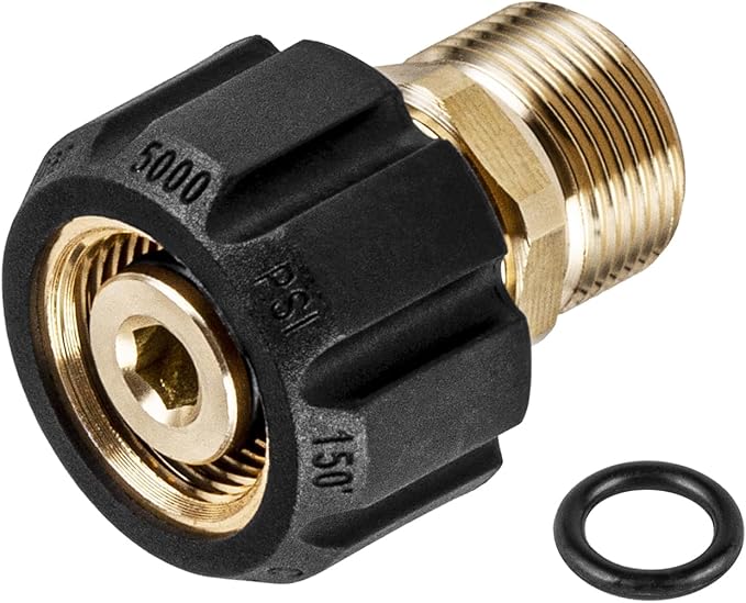 WOJET Pressure Washer Adapter, M22 15mm Female Thread to M22 14mm Male Fitting, 5000 PSI Power Washer Hose Coupler, Connect M22 14mm Quick Connect to Power Washer or Accessories with 15mm Outlet/Inlet