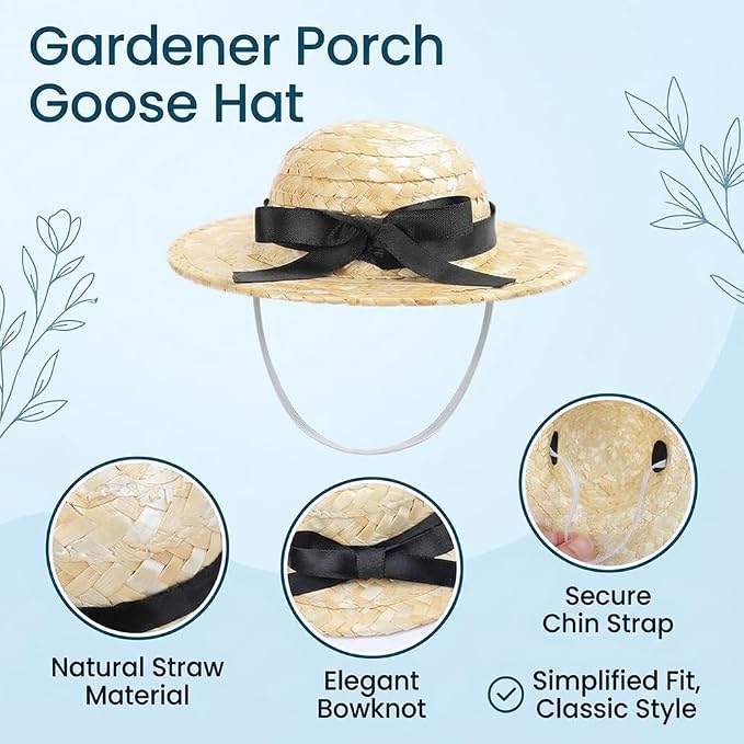 Gardener Goose Outfit, Fits Large 23" Goose Statue,Porch Goose Clothes with Hat, Flower Pot and Tiny Shovel Design, for Spring Summer Outdoor Garden Decor